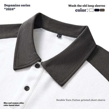 Raglan Button-Up Short Sleeve Polo Shirt