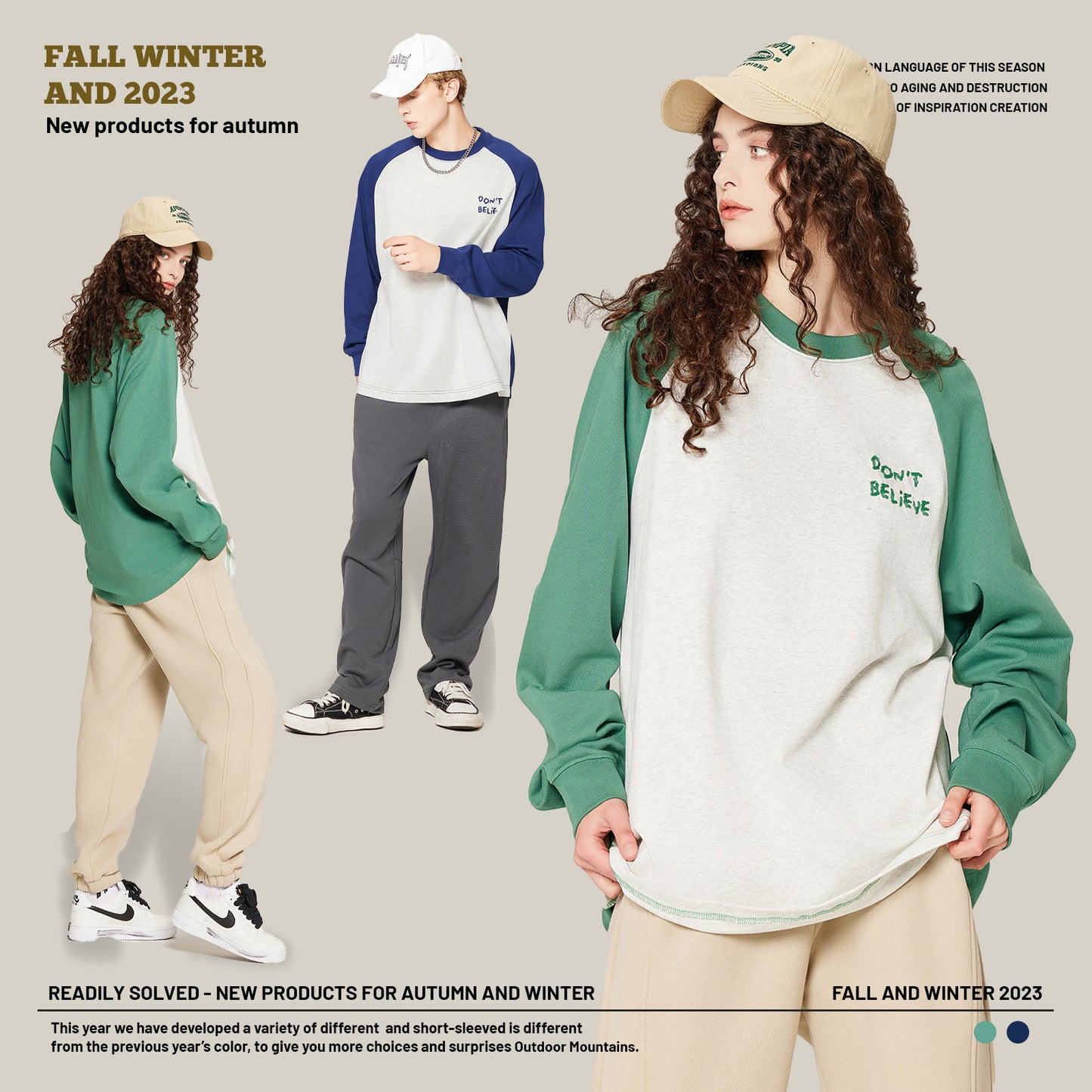 Raglan Long Sleeve Couple Sweatshirt