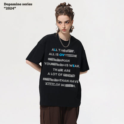 Letter Printed Short Sleeve Couple Tee