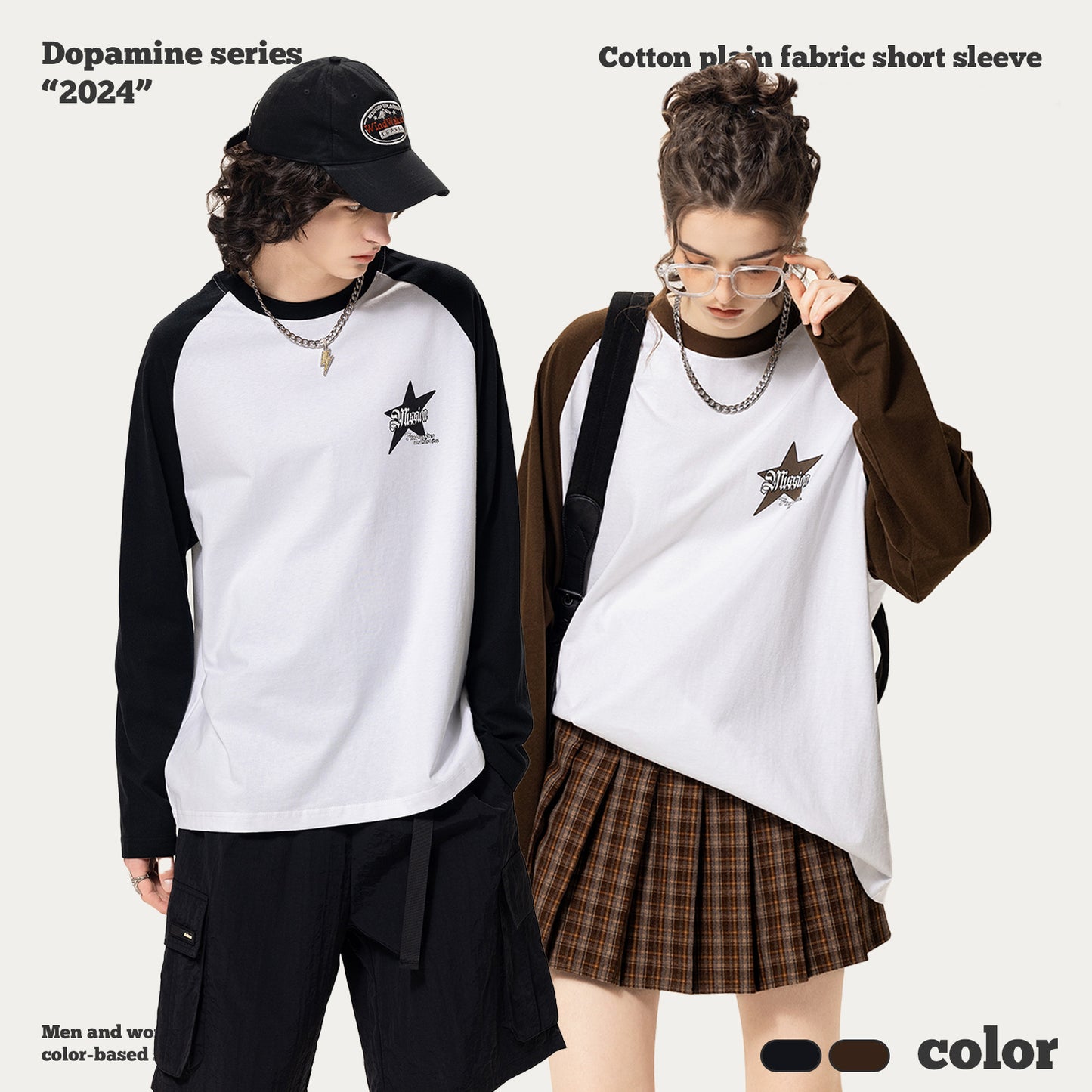 Foam Printing Raglan Long Sleeve Tee