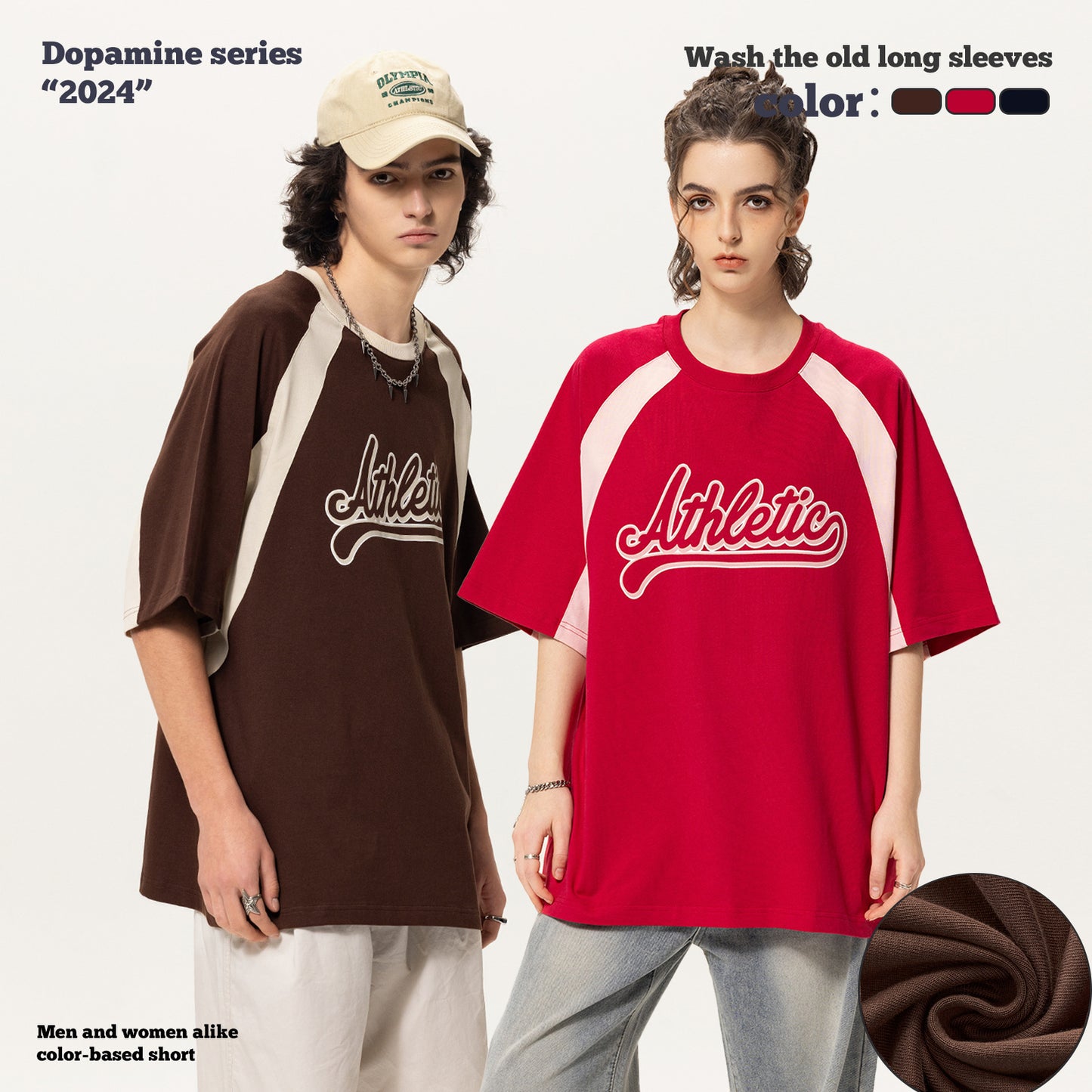 Colorblock Letter Printed Short Sleeve Tee