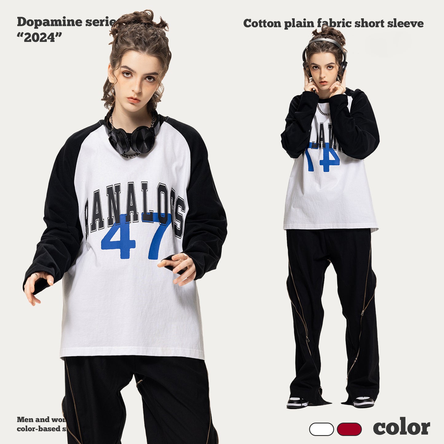 Rubber Print Raglan Long Sleeve Tee