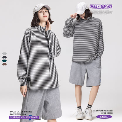 Striped High Collar Long Sleeve Tee