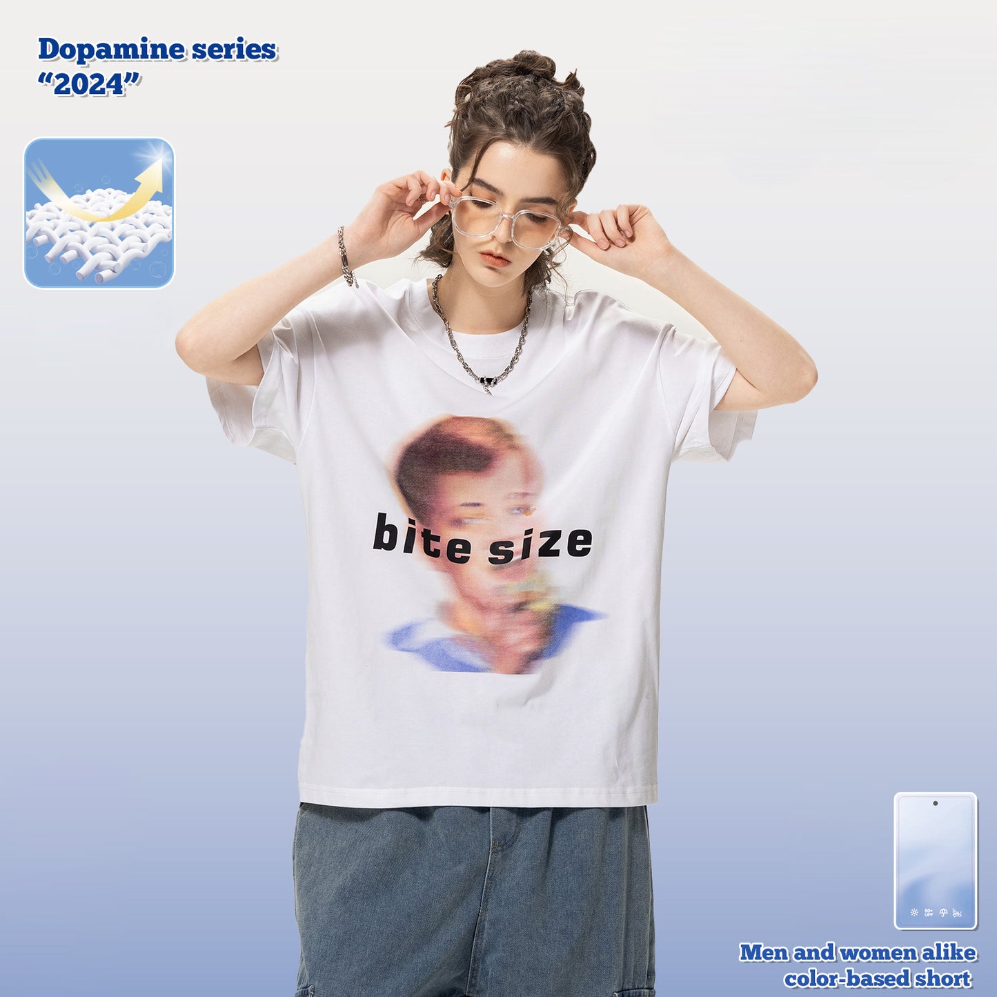 Cartoon Pattern Sorona Coolness Fabric Short Sleeve Tee