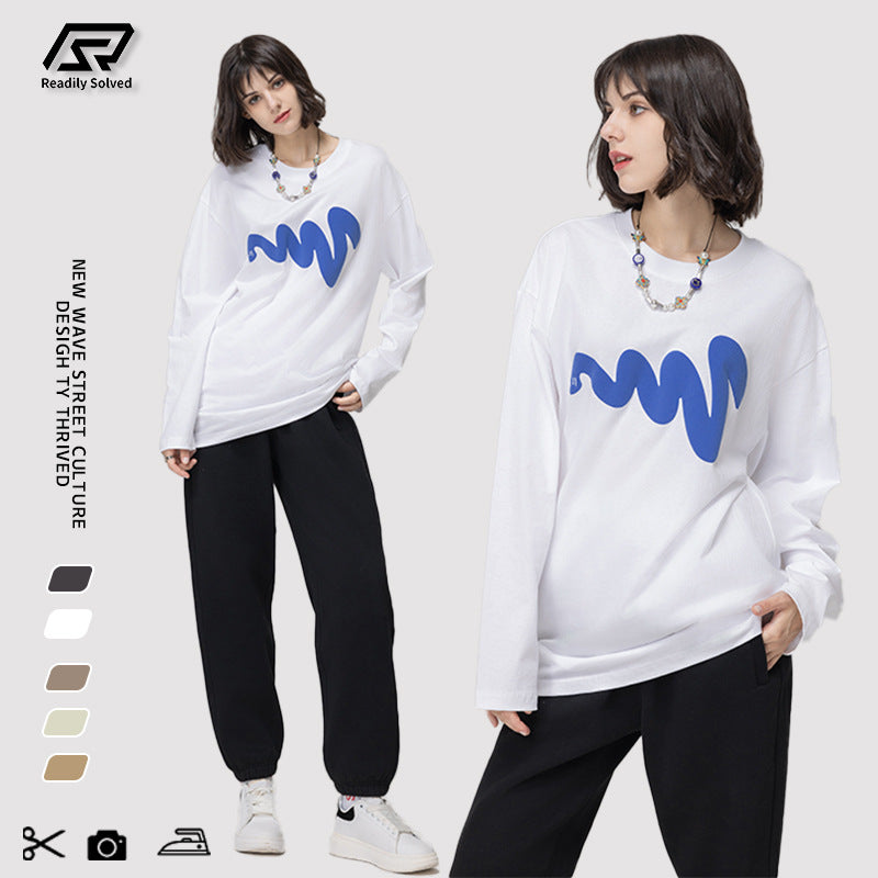 Crew Wave Print Long Sleeve Tee