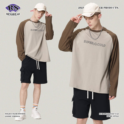 Colorblock Letter Printed Long Sleeve Tee