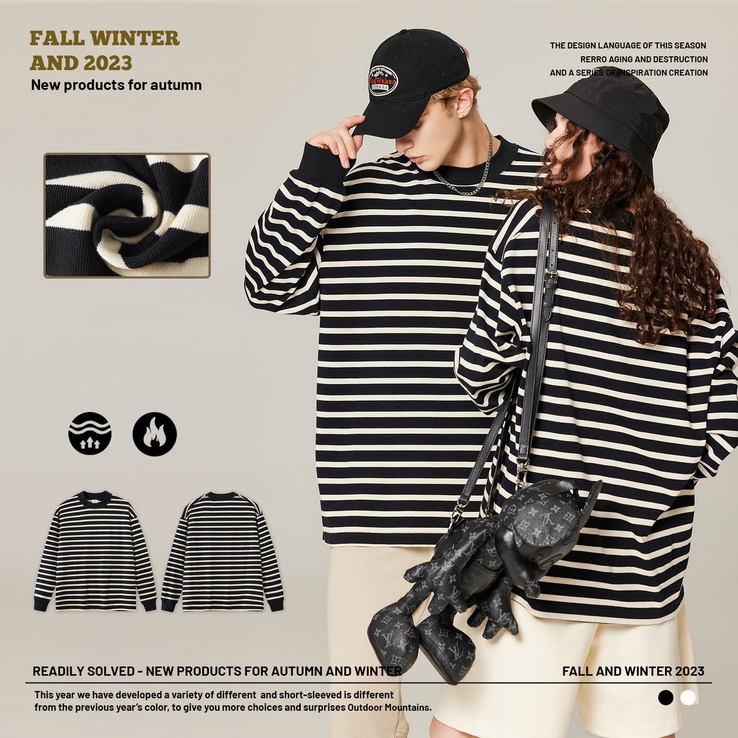 Striped Long Sleeve Couple Tee