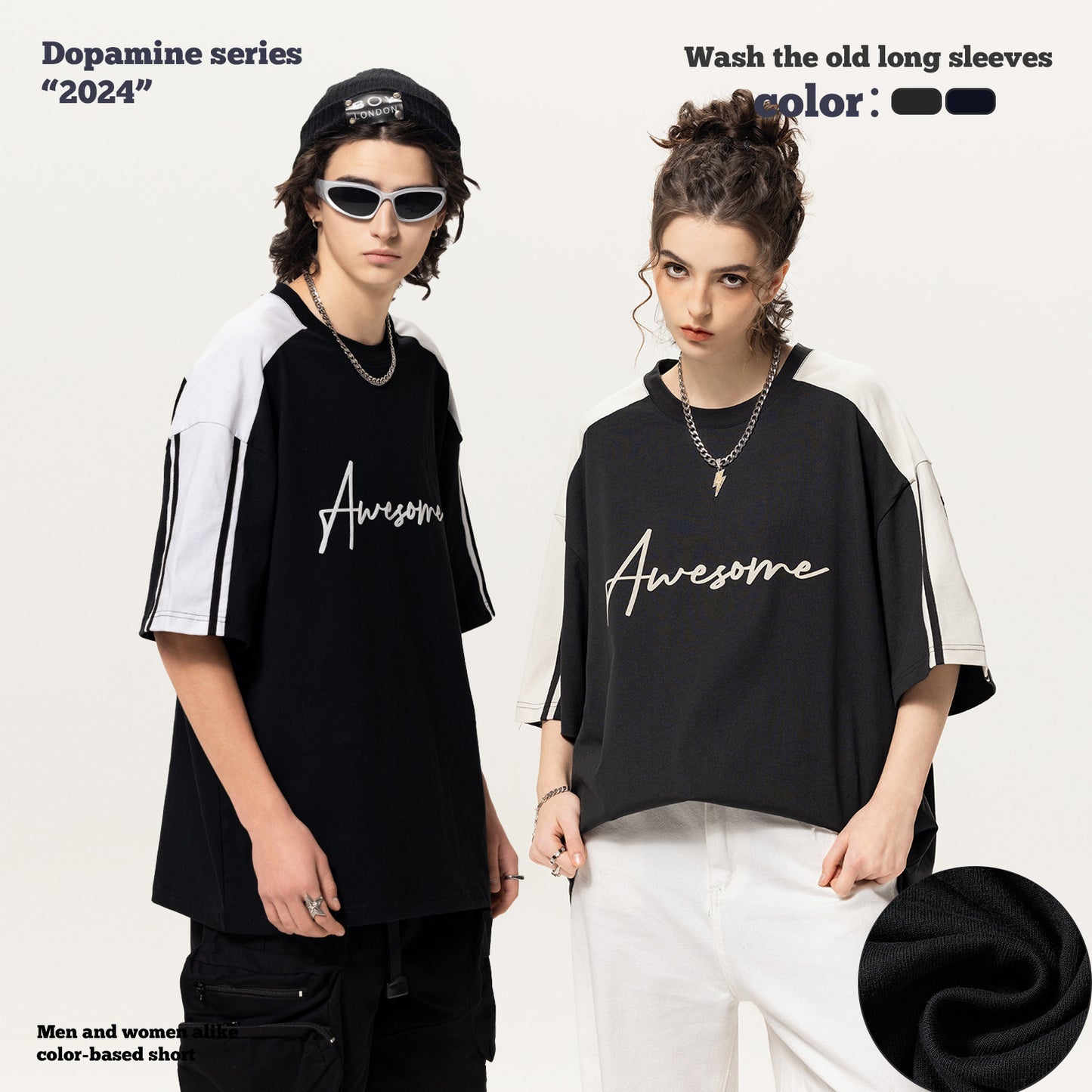 Colorblock Letter Printed Short Sleeve Tee