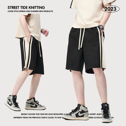 Colorblock Suede Sweat Shorts