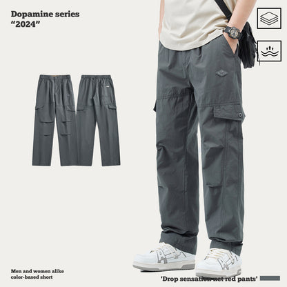 Pleated Knee Straight Leg Cargo Pants