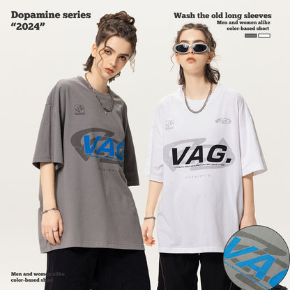 Double-Yarn Short Sleeve Suede Foam Print Tee