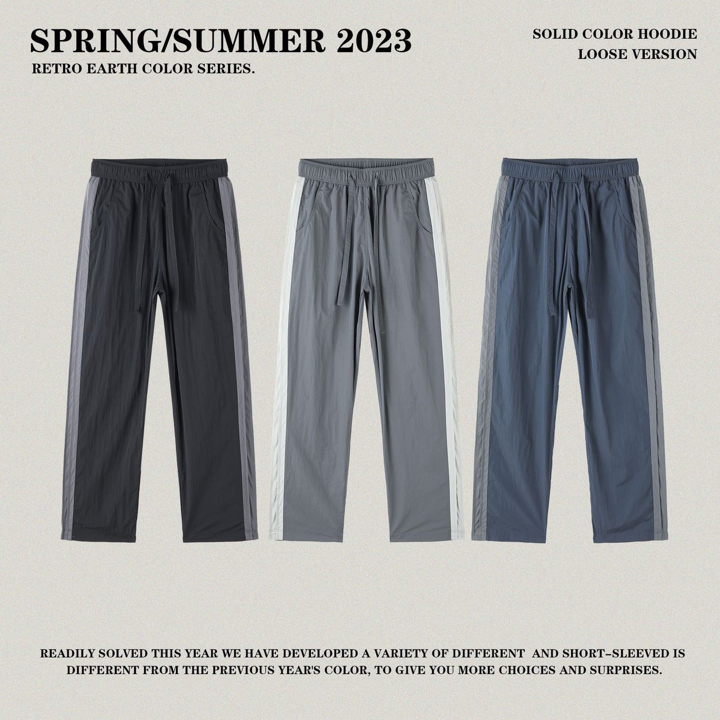 Lightweight Colorblock Wide Leg Pants