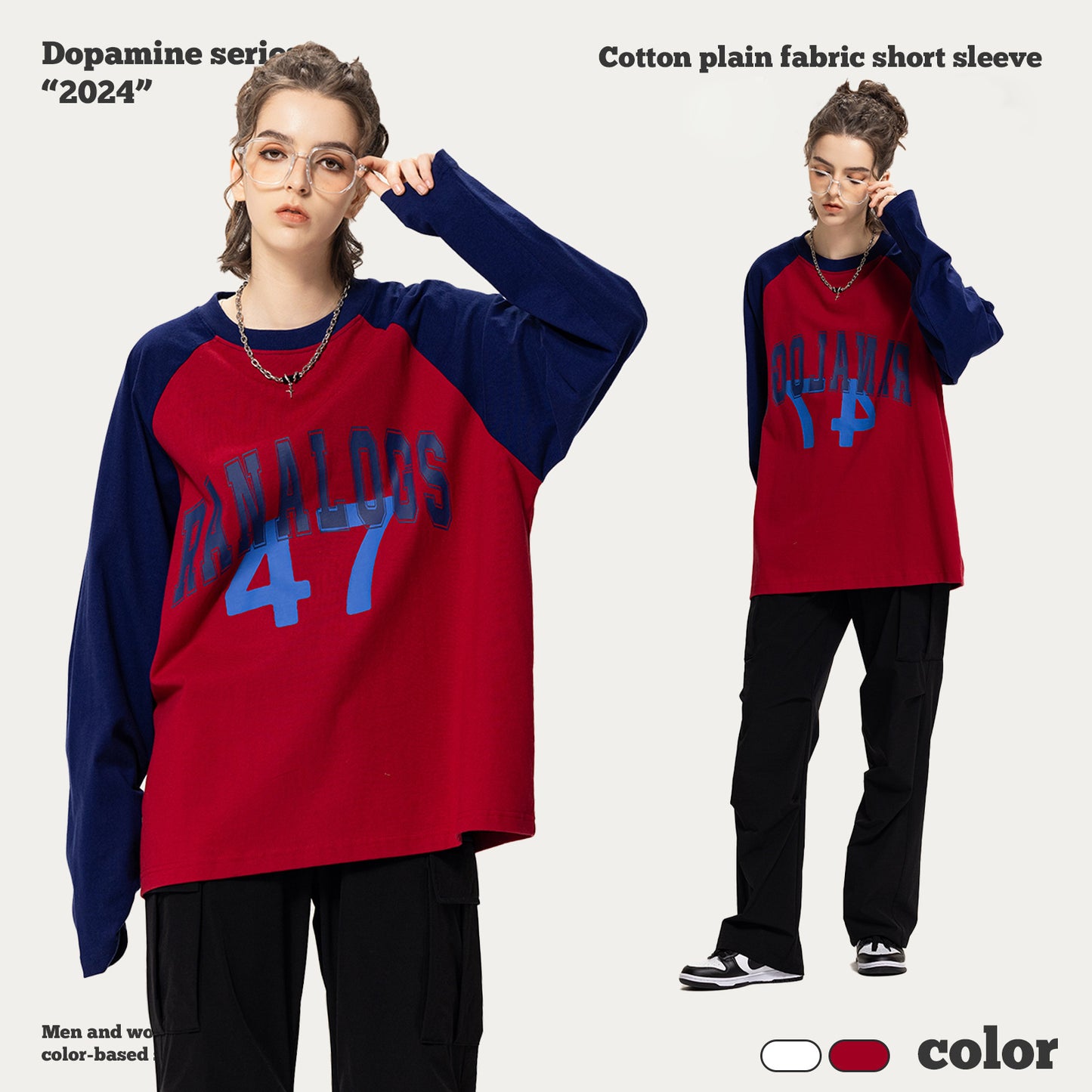 Rubber Print Raglan Long Sleeve Tee