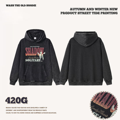 Wash Digital Print Oversized Hoodie