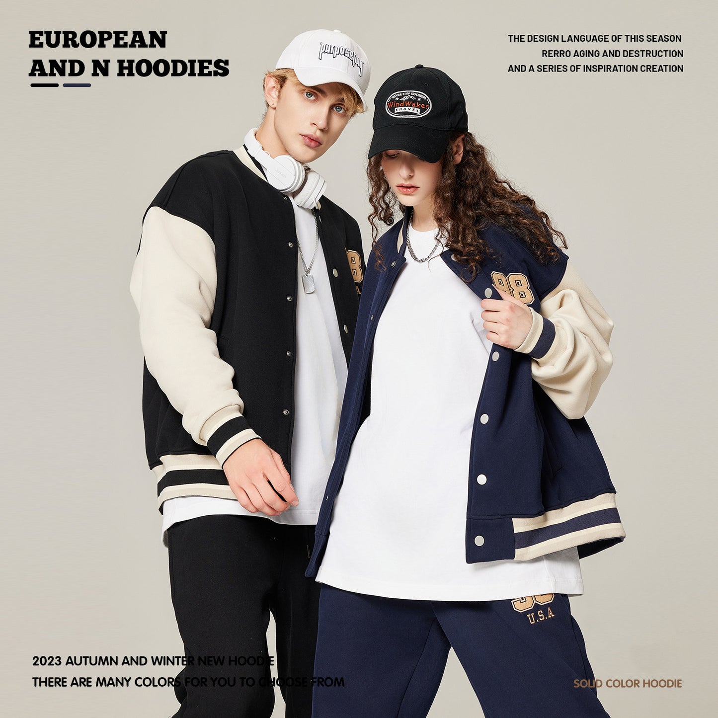Embroidered Couple Baseball Jacket 