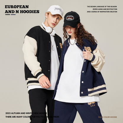 Embroidered Couple Baseball Jacket 