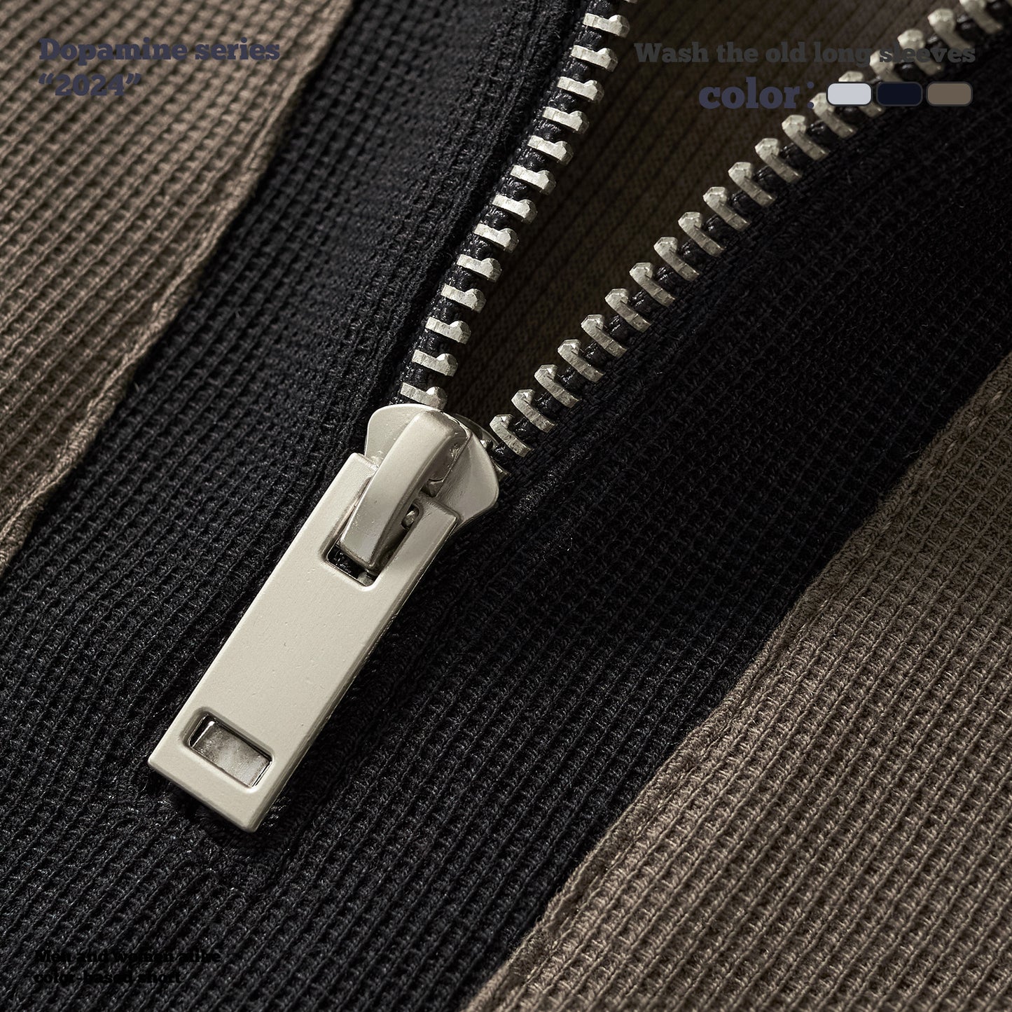 Half Zipper Waffle Knit Polo Shirt