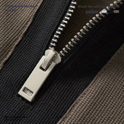 Half Zipper Waffle Knit Polo Shirt