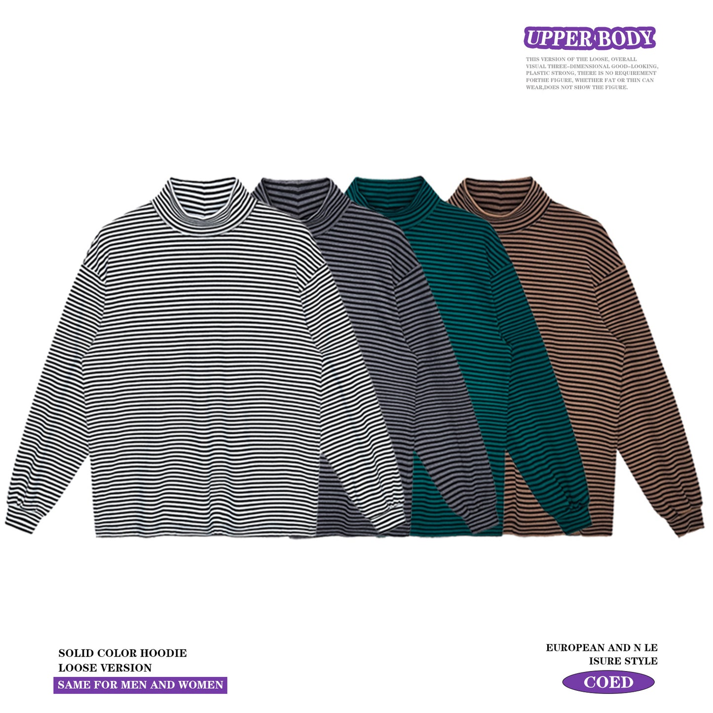 Striped High Collar Long Sleeve Tee
