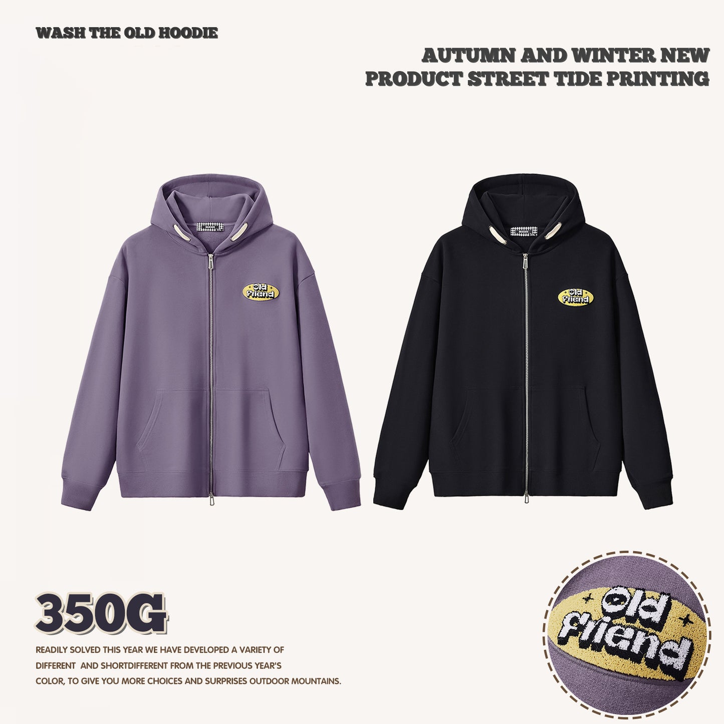 Embroidered Full-Zip Hoodie