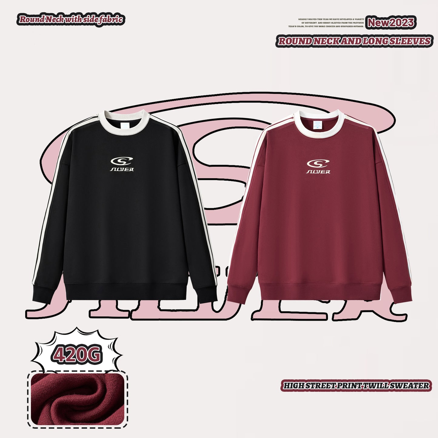 Crew Three-Stripes Print Sweatshirt