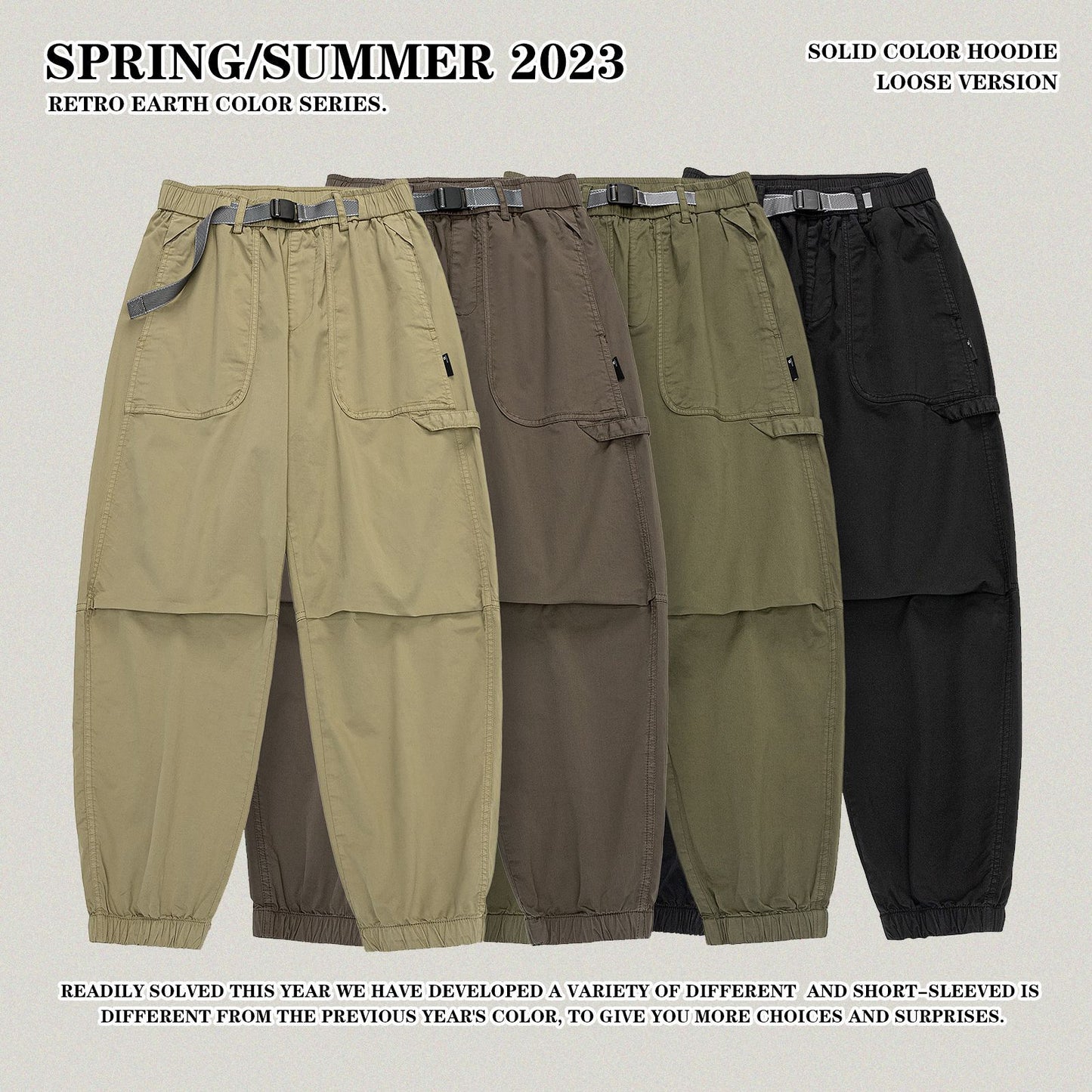 Buckle Belted Pleated Knee Cuff Cargo Pants