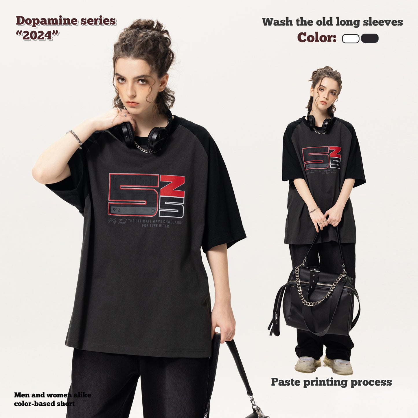 Printed Letter Raglan Short Sleeve Tee