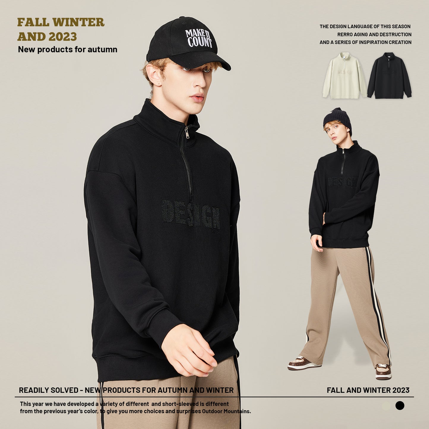 Stand Collar Half-Zip Sweatshirt