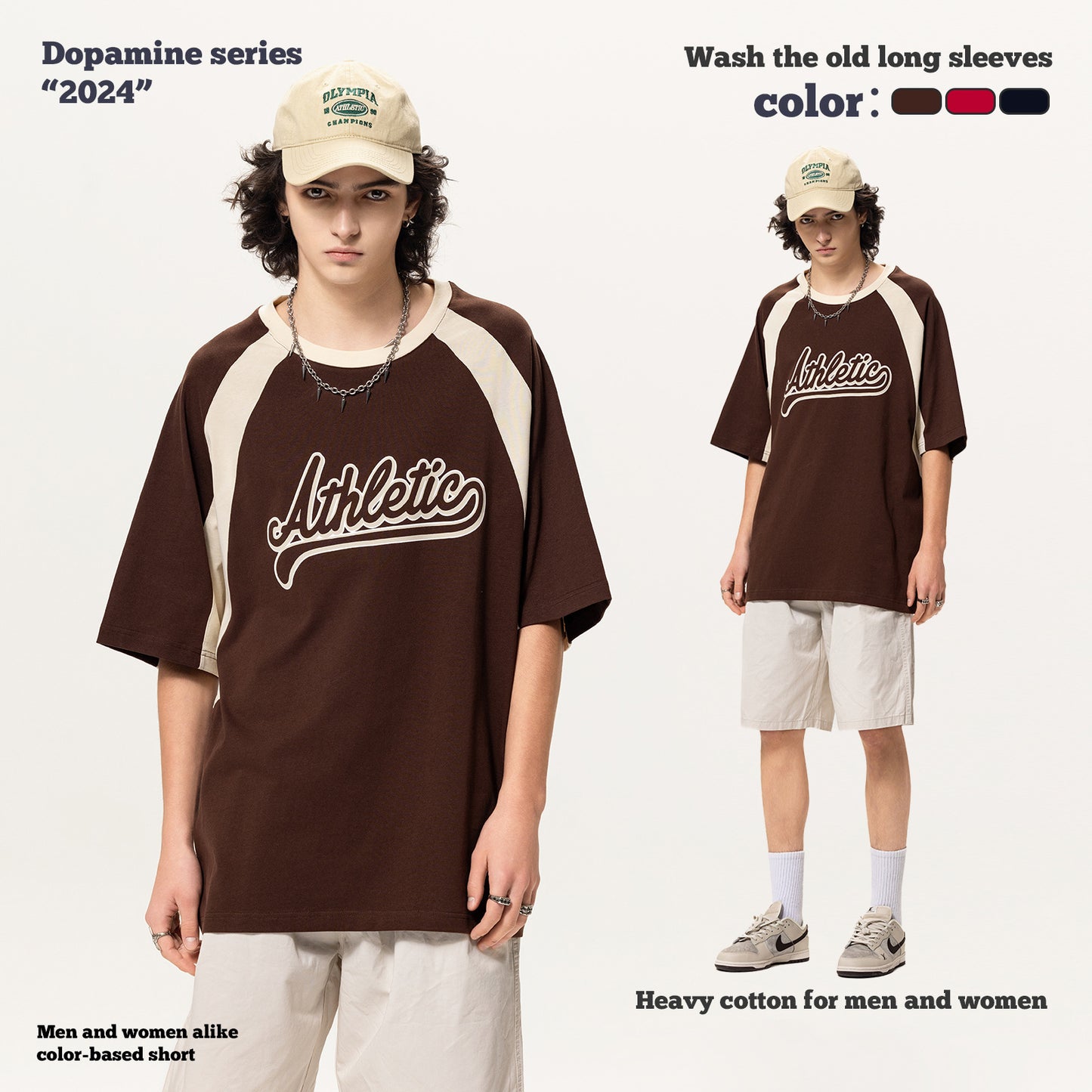 Colorblock Letter Printed Short Sleeve Tee