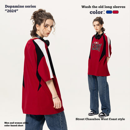 Colorblock Half Sleeve Patchwork Racewear