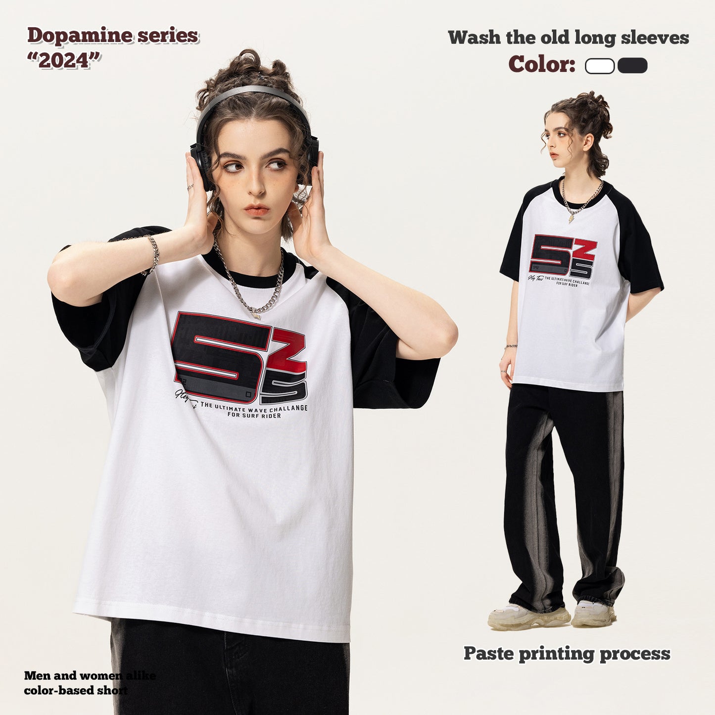 Printed Letter Raglan Short Sleeve Tee