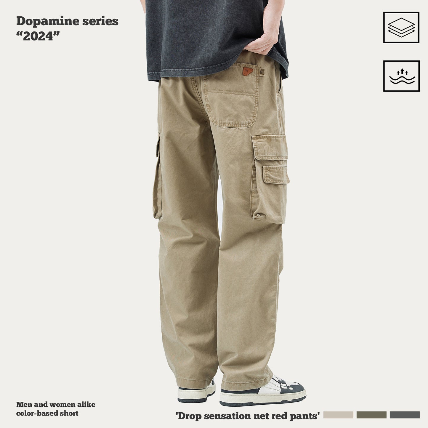Pleated Knee Cargo Pants