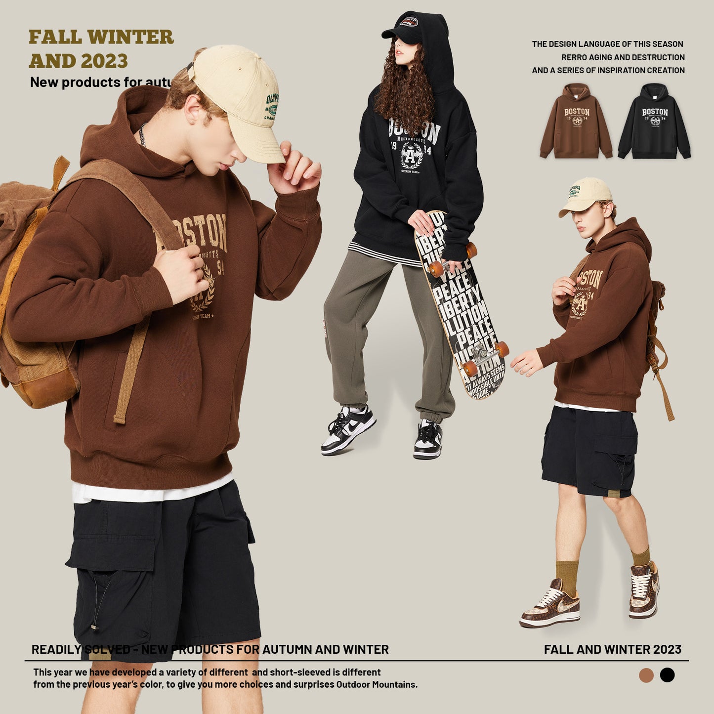 Letter Printed Fleece Hoodie