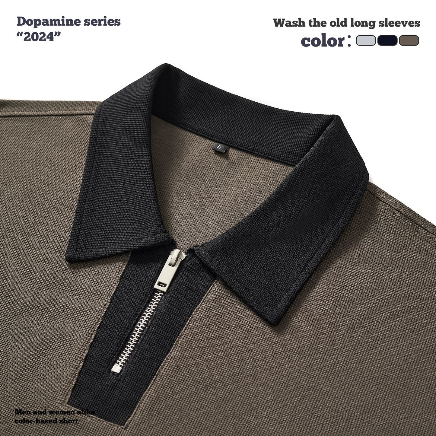 Half Zipper Waffle Knit Polo Shirt