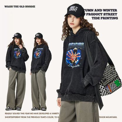 Retro Digital Print Hoodie