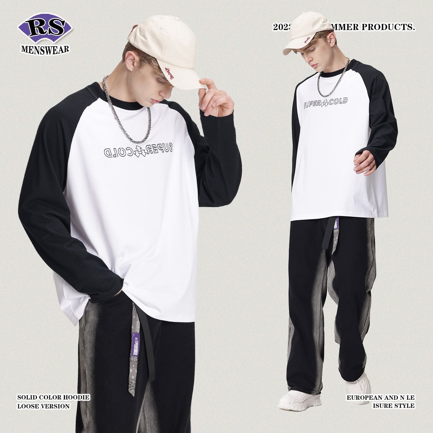 Colorblock Letter Printed Long Sleeve Tee