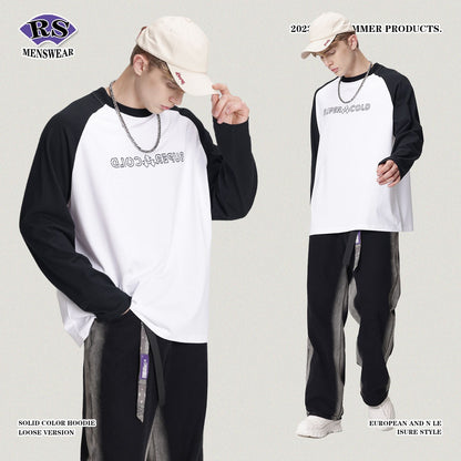 Colorblock Letter Printed Long Sleeve Tee
