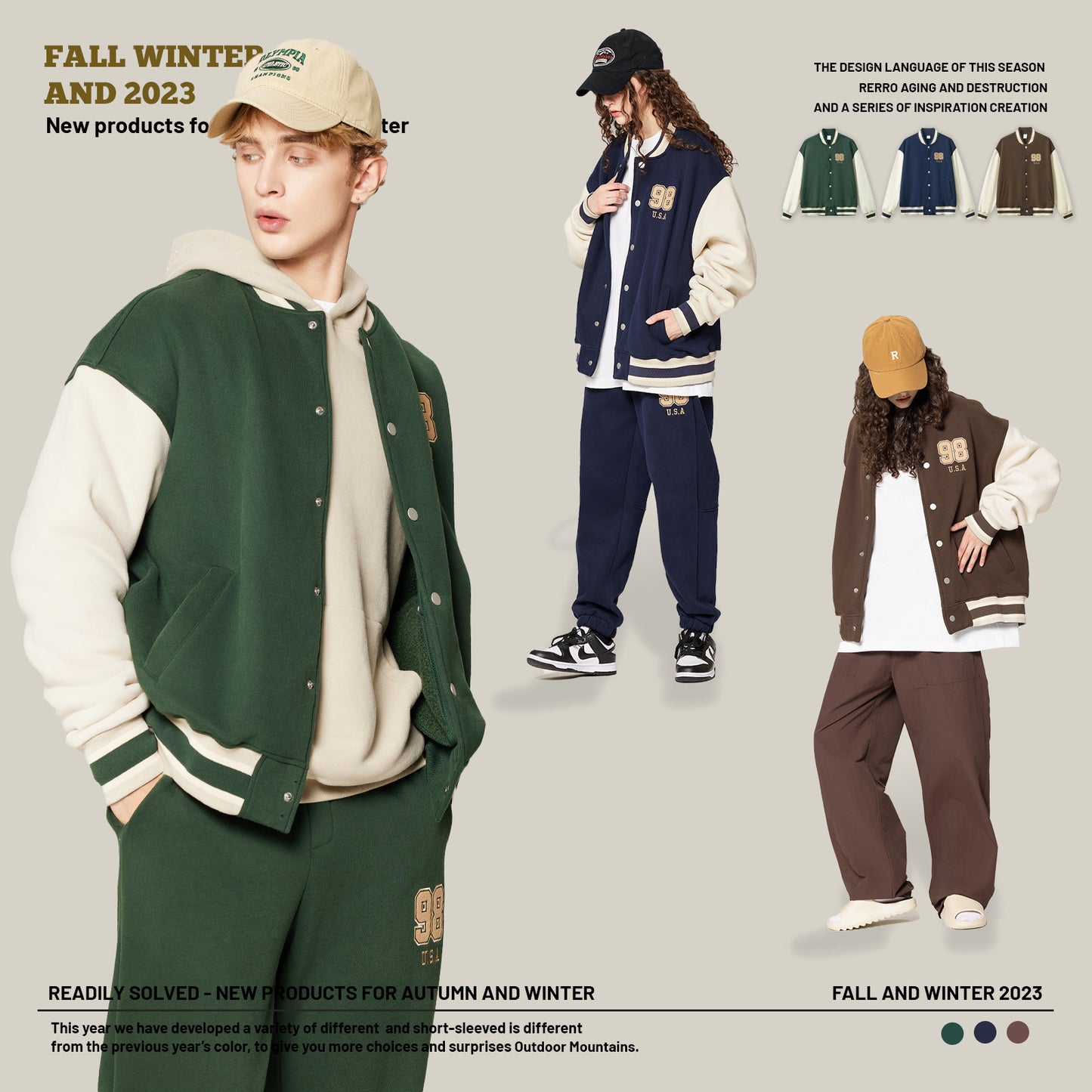 Embroidered Couple Baseball Jacket 