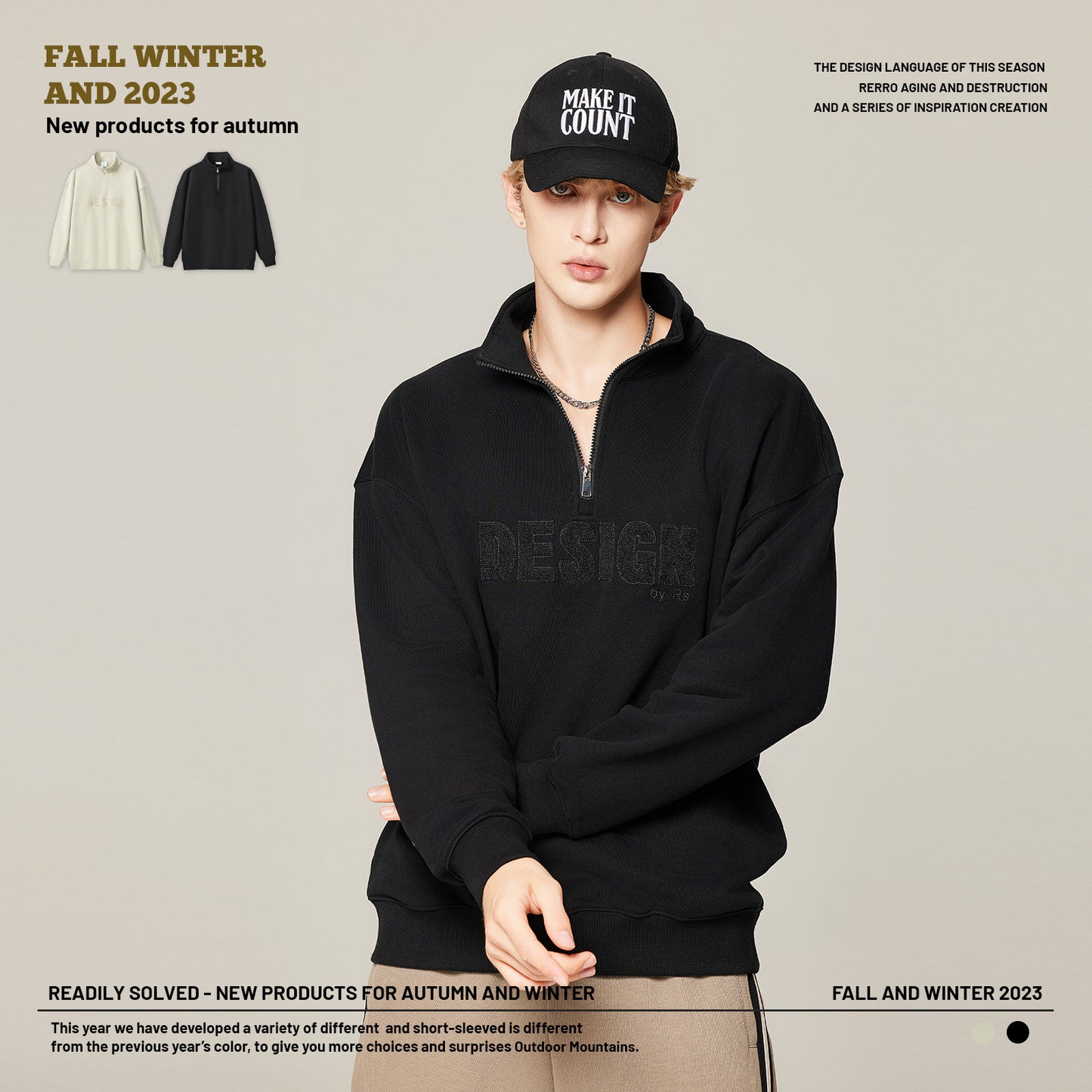 Stand Collar Half-Zip Sweatshirt