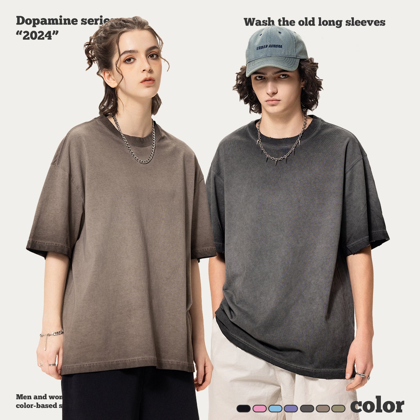 Wash Long Sleeve Tee&Shorts set