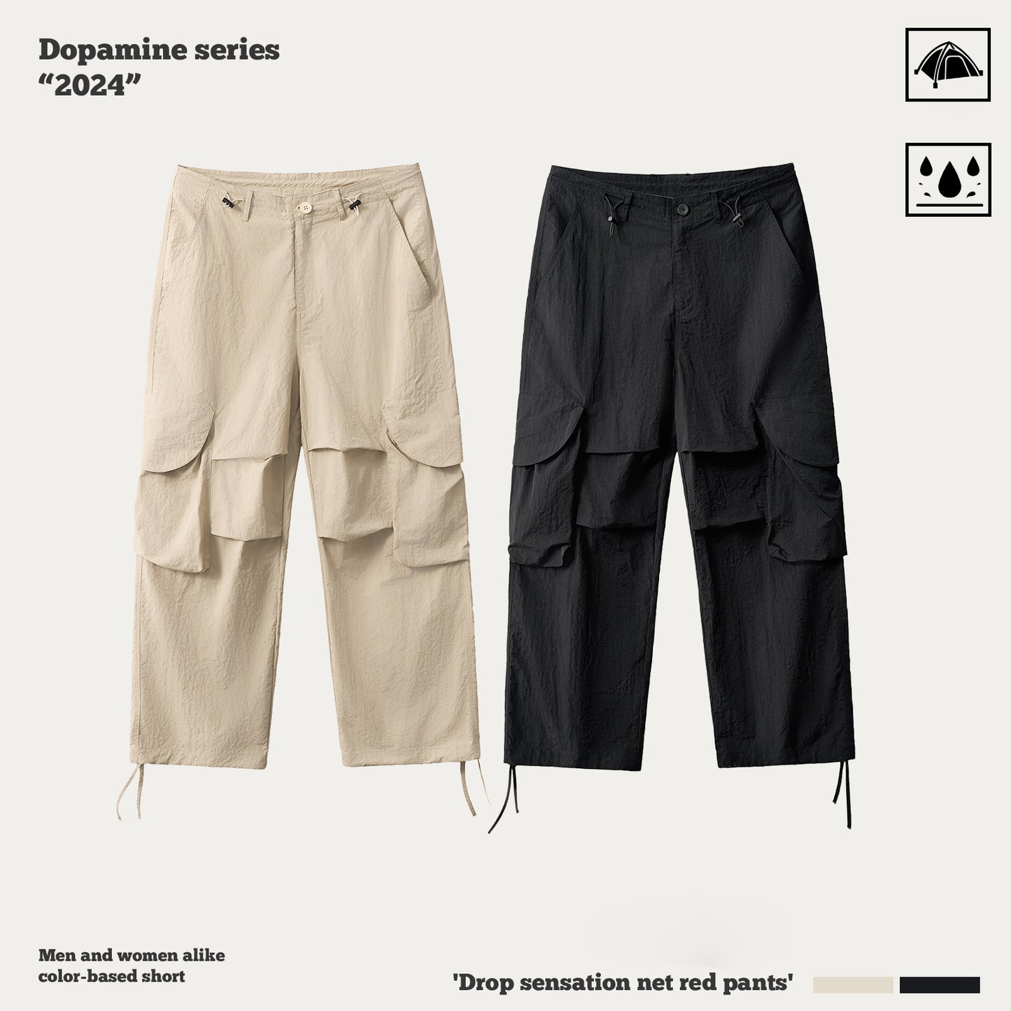 Waterproof Pleated Knee Cargo Pants