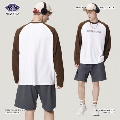 Colorblock Letter Printed Long Sleeve Tee