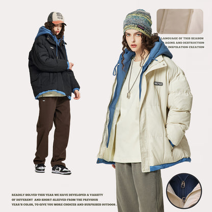 Fake Two-Piece Hooded Coat