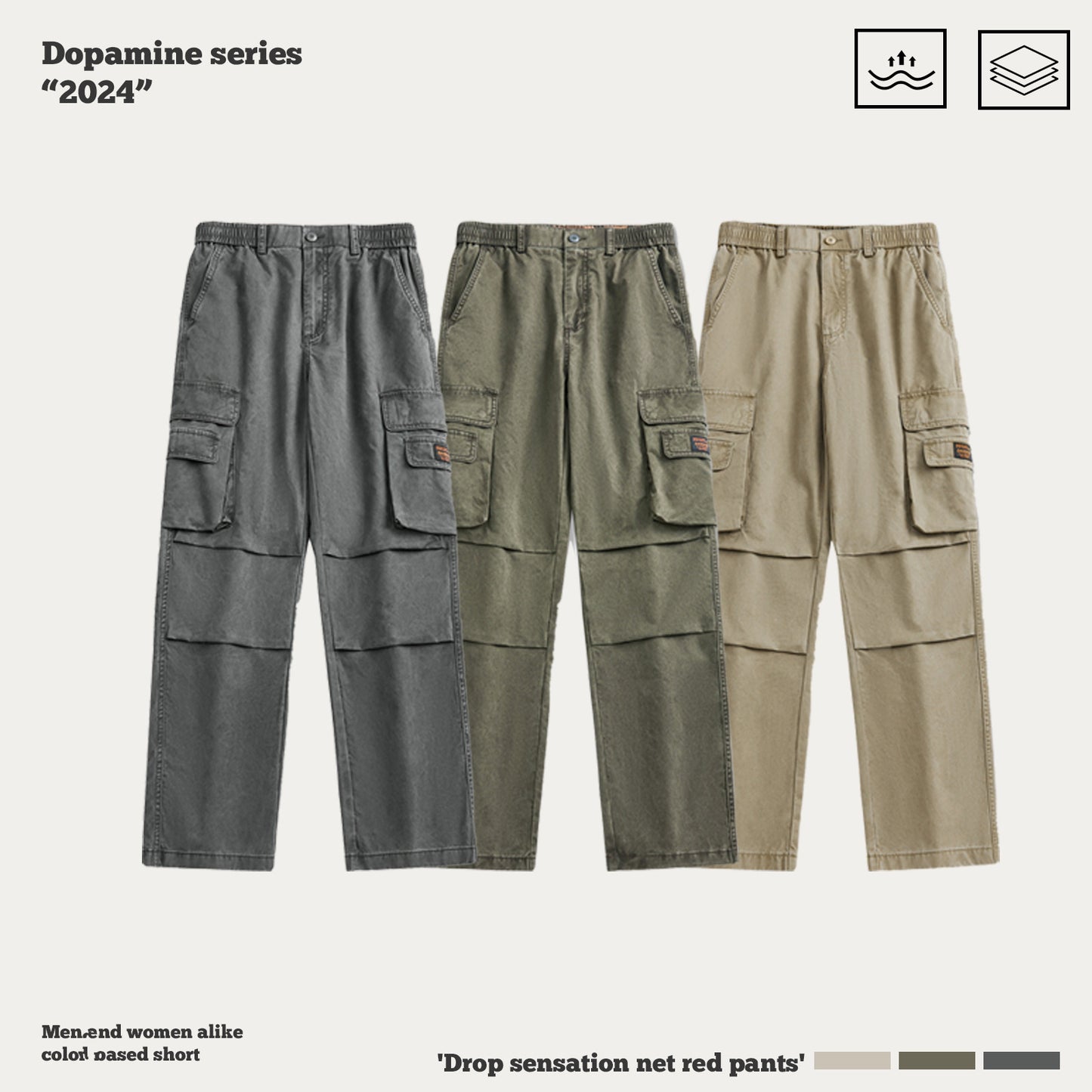 Pleated Knee Cargo Pants