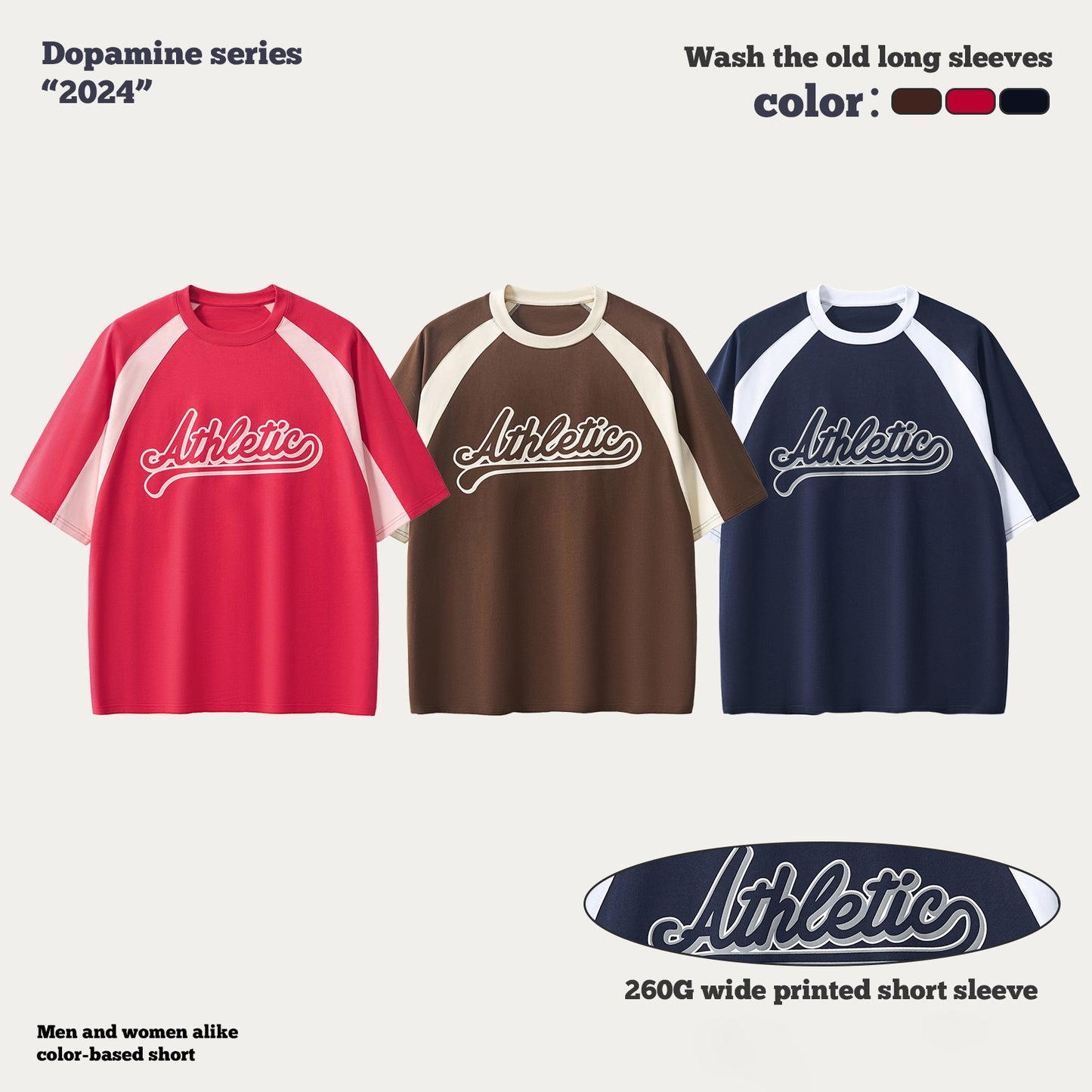 Colorblock Letter Printed Short Sleeve Tee