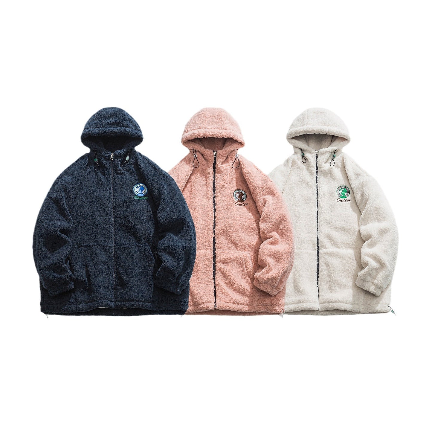 Embroidered Full-Zip Fleece Coat