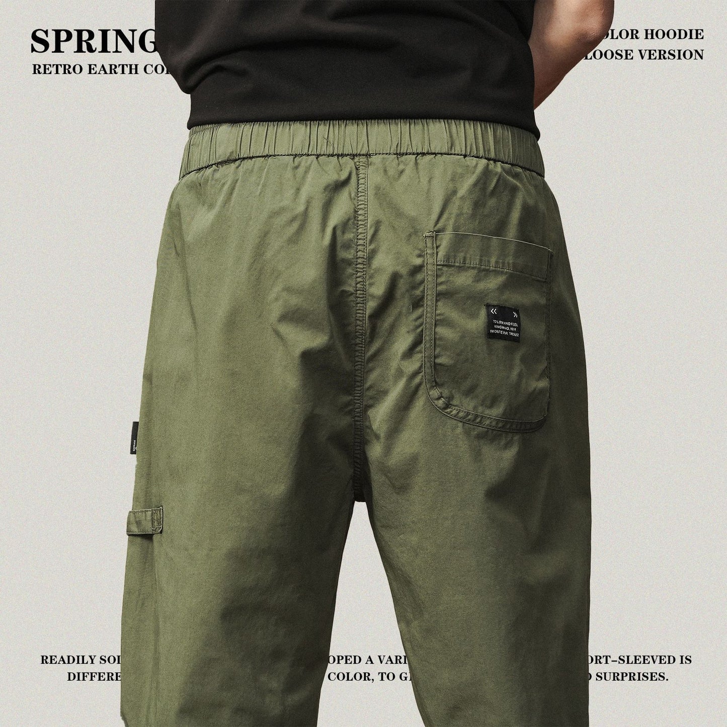 Buckle Belted Pleated Knee Cuff Cargo Pants