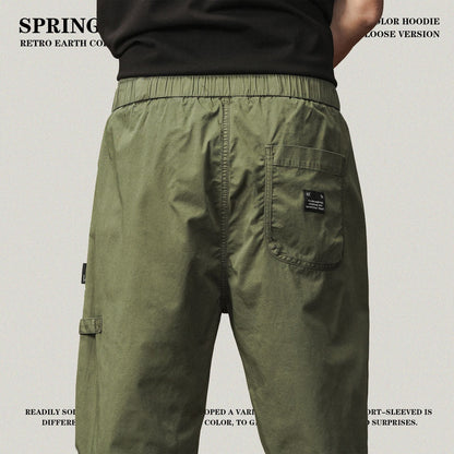 Buckle Belted Pleated Knee Cuff Cargo Pants