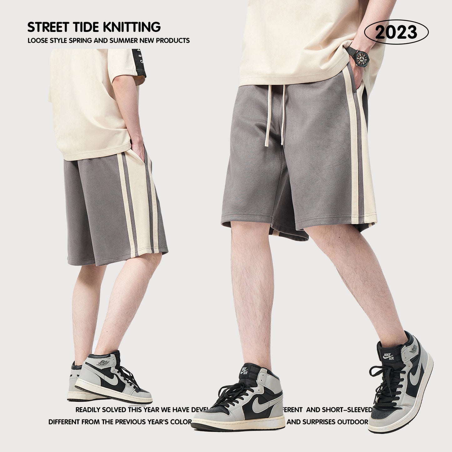 Colorblock Suede Sweat Shorts