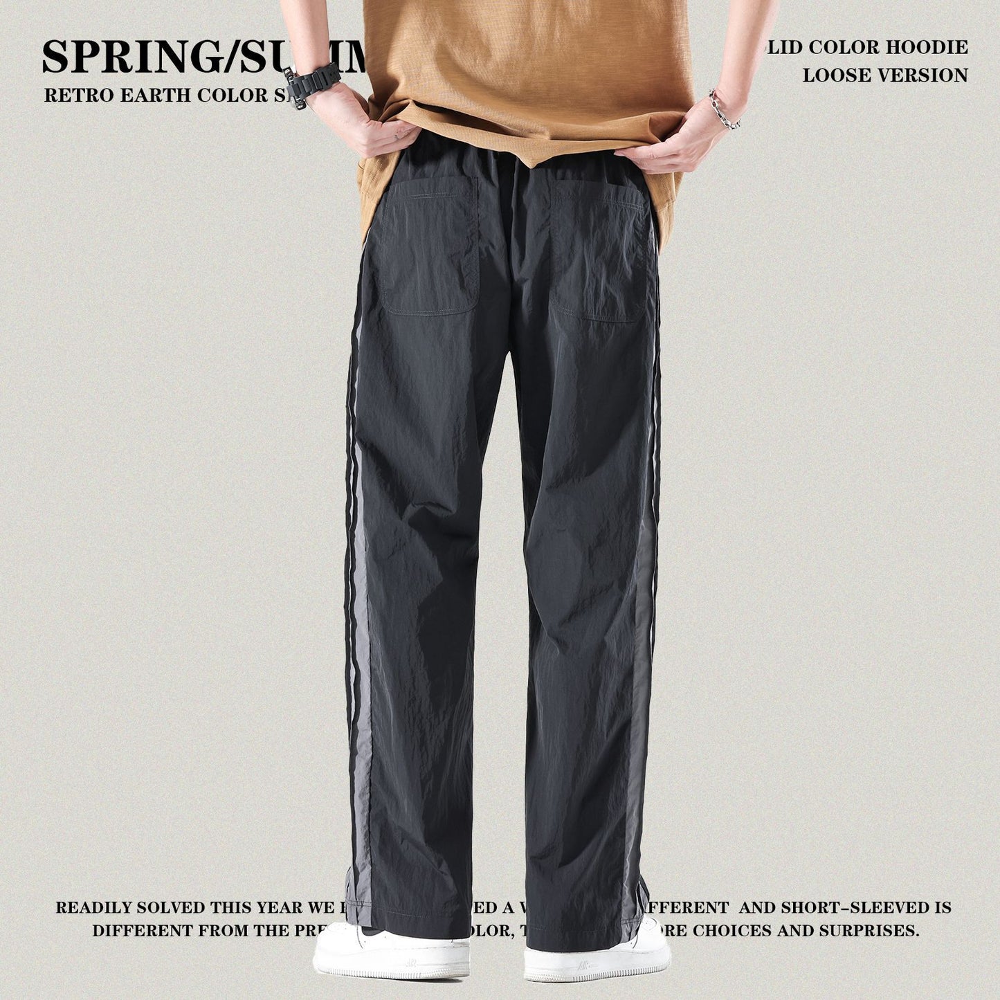 Lightweight Colorblock Wide Leg Pants